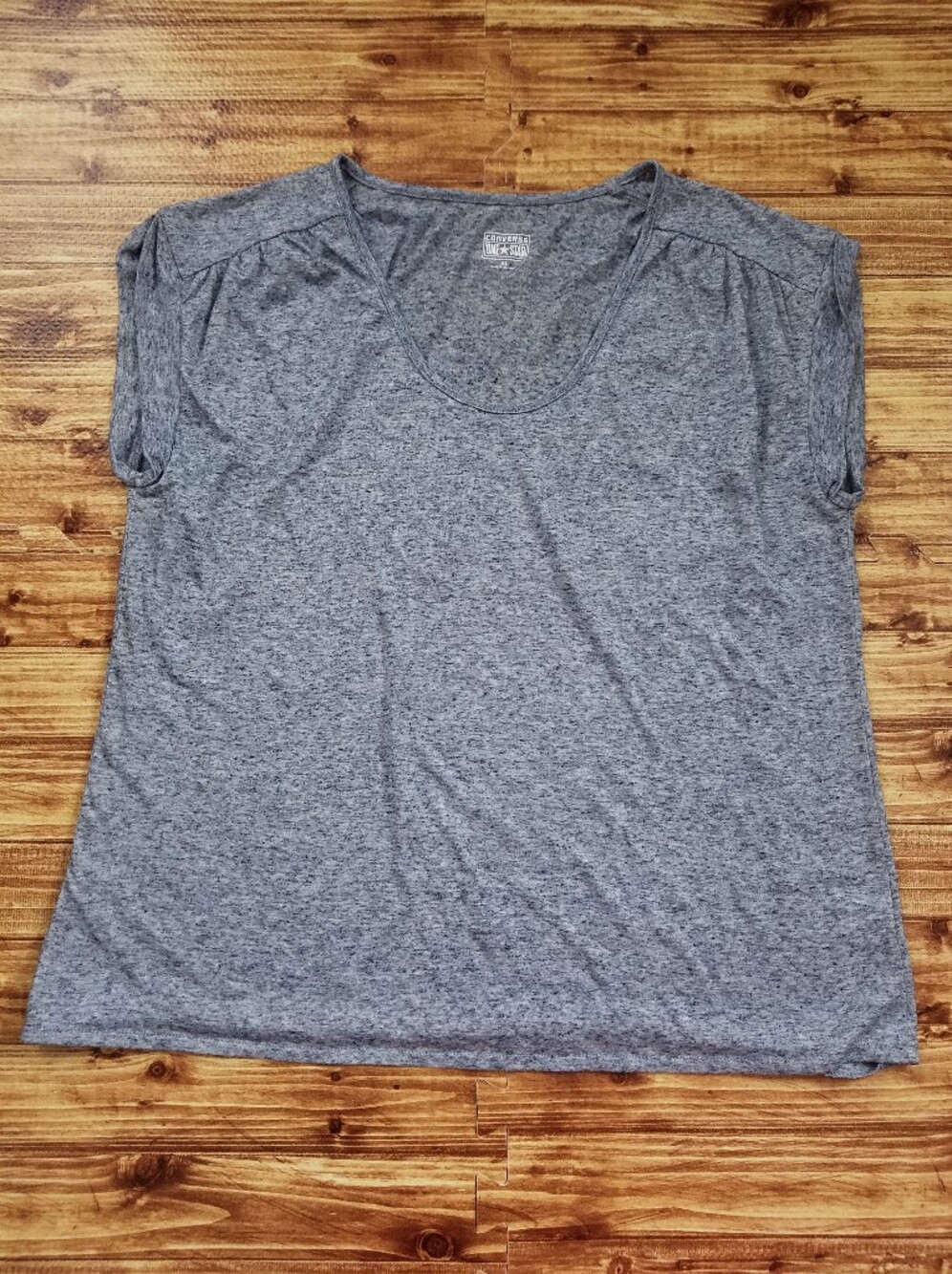 Converse One Star Women's XL Light Heather Blue Scoop Neck Short Sleeve Tee Top
